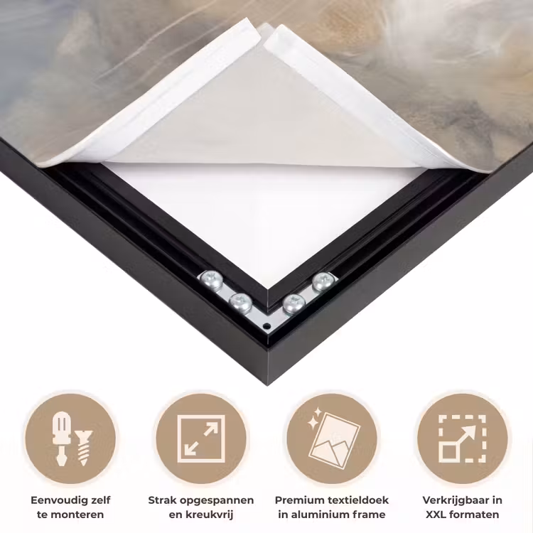 Abstract - Wolken - Sfeervol - Beige - Grijs Textielframe zwart klein -USP_feed_closeupNL