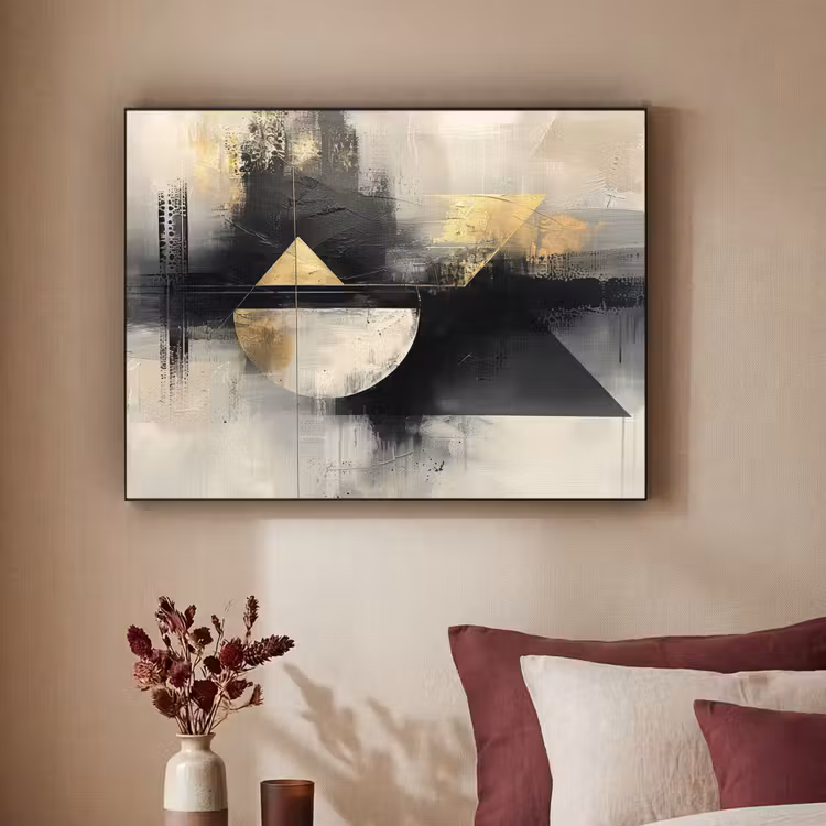 Abstract - Zwart - Verf - Modern Textielframe - compleet frame klein -sfeer1