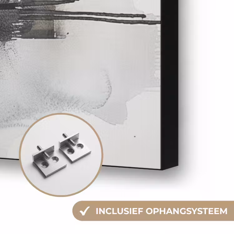 Abstract - Zwart wit - Verf - Modern Textielframe zwart klein -USP_ophangsysteemNL