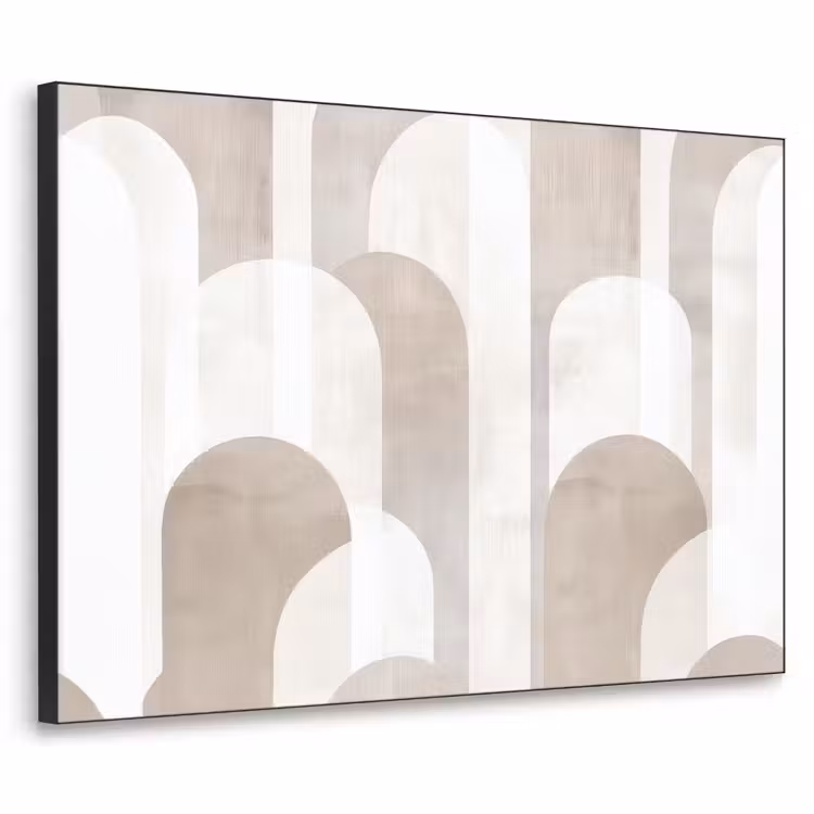 Abstracte bogen - Modern - Beige Textielframe zwart klein -3d