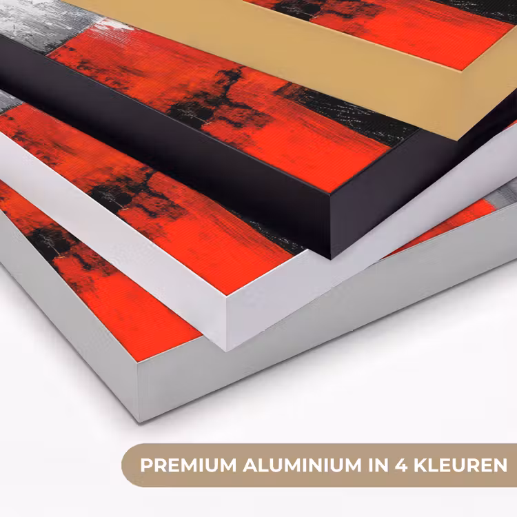 Abstracte kunst - Goud - Zwart Textielframe zwart klein -USP_kleurenNL