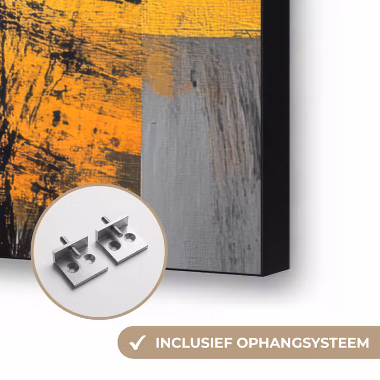 Abstracte kunst - Goud - Zwart Textielframe zwart klein -USP_ophangsysteemNL