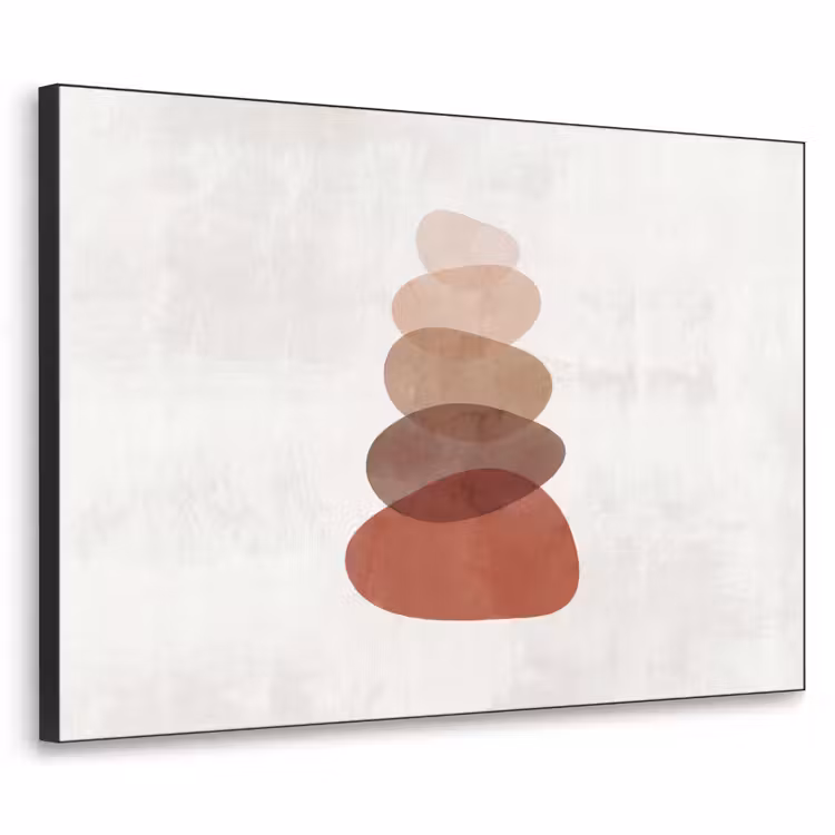 Abstractie - Gestapeld - Balans - Modern - Aardetinten Textielframe zwart klein -3d