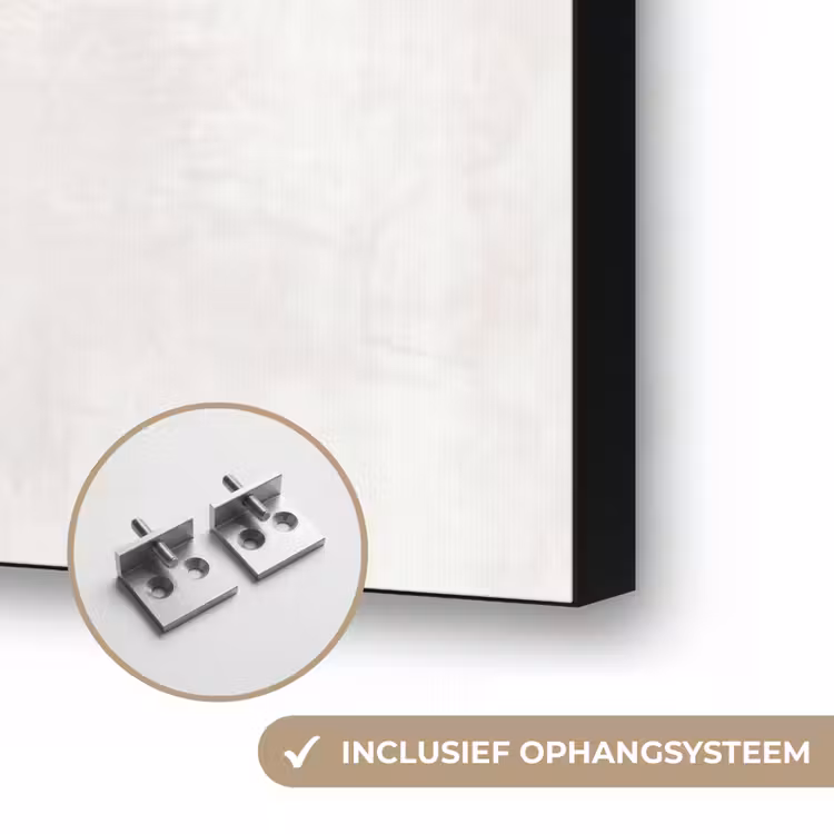 Abstractie - Gestapeld - Balans - Modern - Aardetinten Textielframe zwart klein -USP_ophangsysteemNL