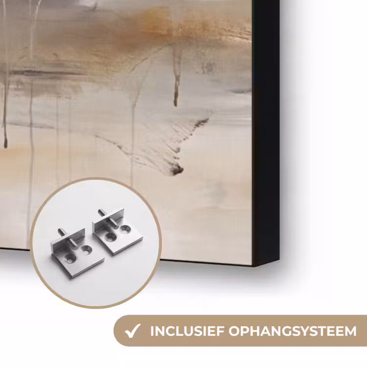Abstrakt - Landschap - Modern - Beige - Kunst Textielframe zwart klein -USP_ophangsysteemNL