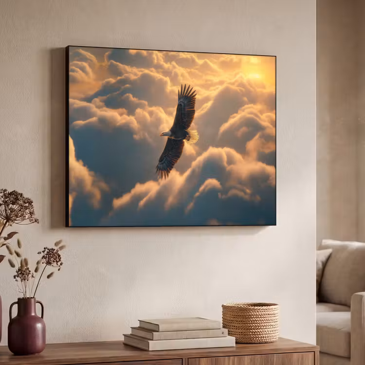 Adelaar - Wolken - Zon Textielframe - compleet frame klein -sfeer3