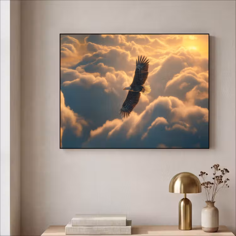Adelaar - Wolken - Zon Textielframe zwart klein -sfeer2