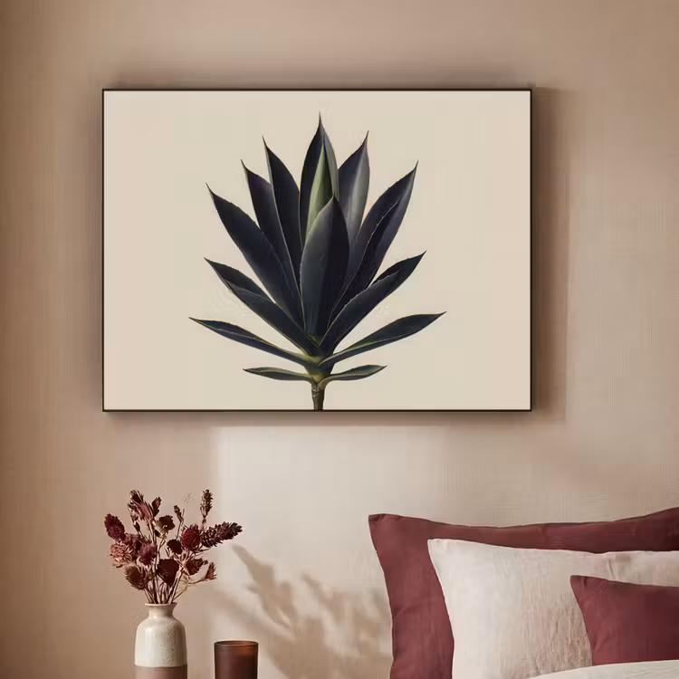 Agaveplant - Symmetrisch - Groen Textielframe zwart klein -sfeer1