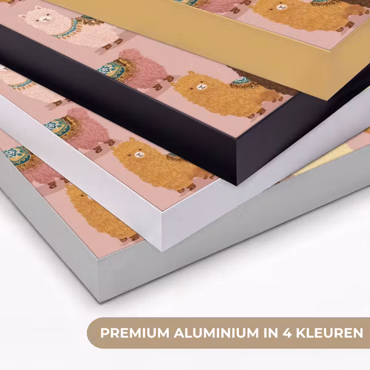 Alpaca's - Patroon - Kleurrijk Textielframe zwart klein 947 -USP_kleurenNL