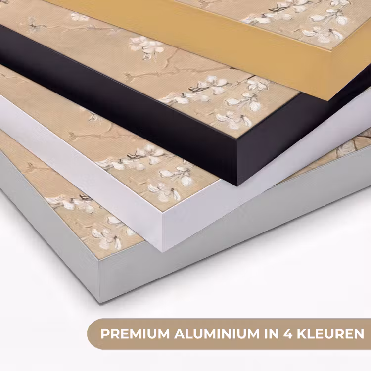 Amandelbloesem - Kunst - Van Gogh - Beige Textielframe zwart klein -USP_kleurenNL