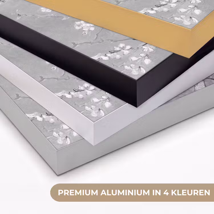 Amandelbloesem - Kunst - Van Gogh - Grijs Textielframe zwart klein -USP_kleurenNL