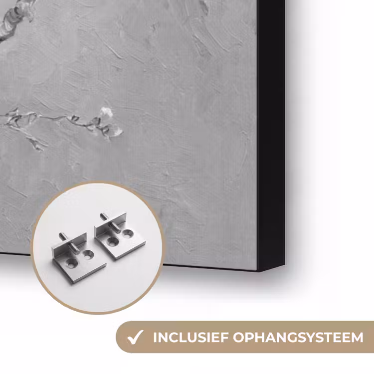 Amandelbloesem - Kunst - Van Gogh - Grijs Textielframe zwart klein -USP_ophangsysteemNL