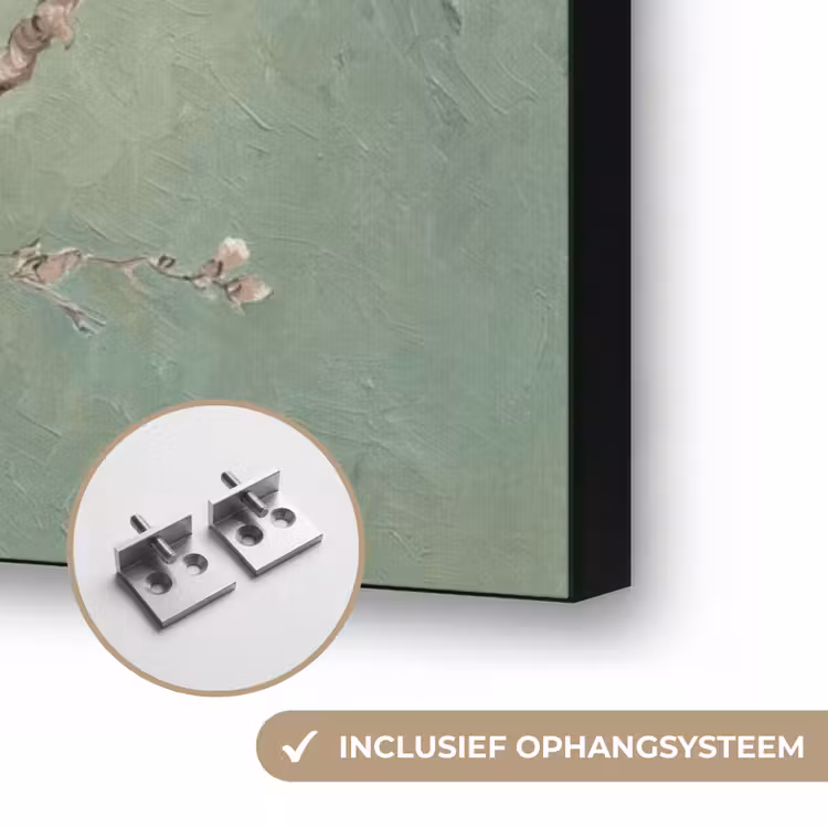Amandelbloesem - Kunst - Van Gogh - Groen Textielframe zwart klein -USP_ophangsysteemNL