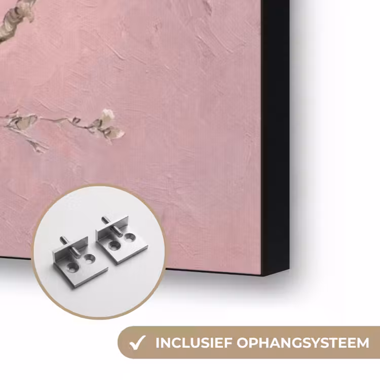 Amandelbloesem - Kunst - Van Gogh - Roze Textielframe zwart klein -USP_ophangsysteemNL