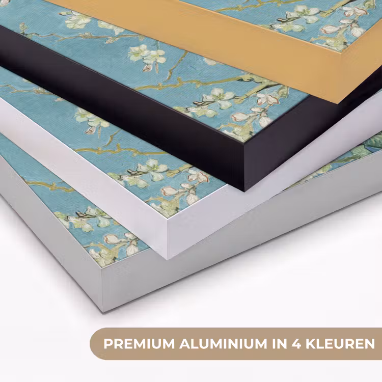Amandelbloesem - Van Gogh - Kunst - Bloemen Textielframe zwart klein -USP_kleurenNL