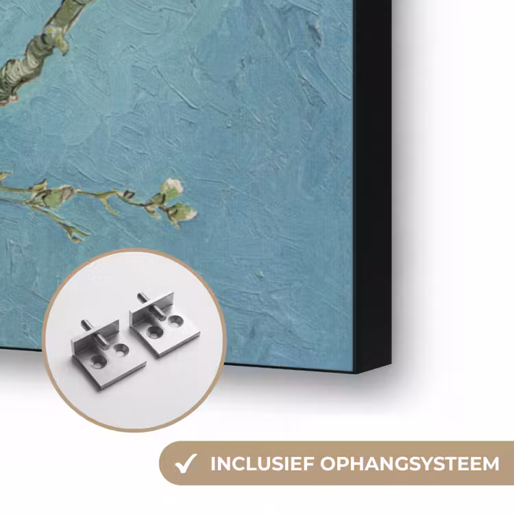 Amandelbloesem - Van Gogh - Kunst - Bloemen Textielframe zwart klein -USP_ophangsysteemNL