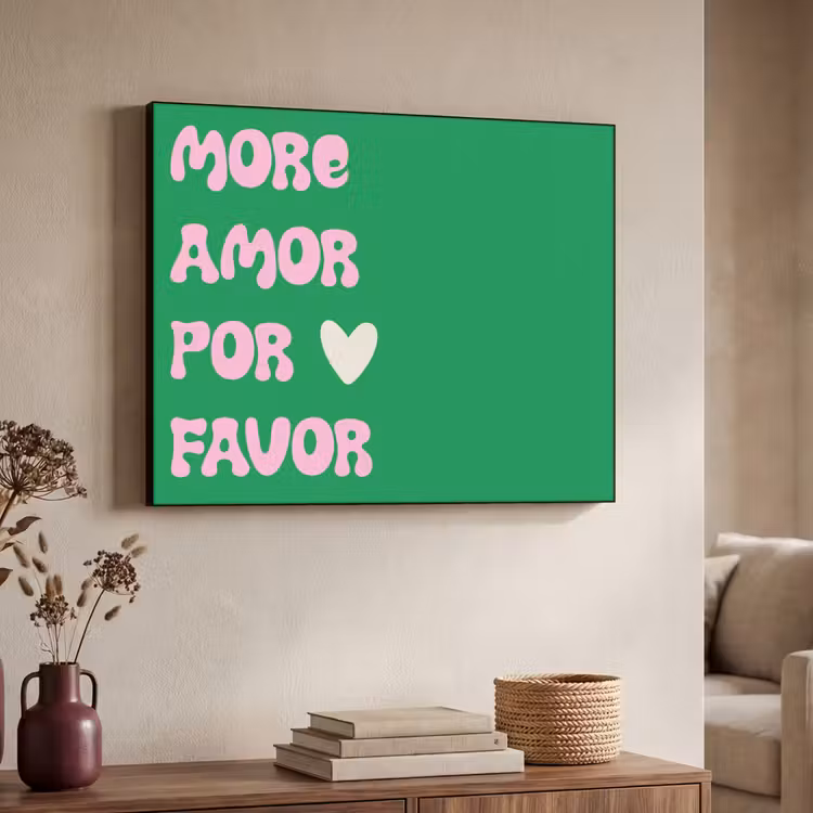 Amor - Valentijn - Groen - Tekst Textielframe zwart klein -sfeer3