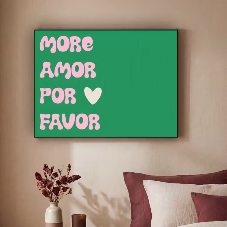 Amor - Valentijn - Groen - Tekst Textielframe - compleet frame klein -sfeer1
