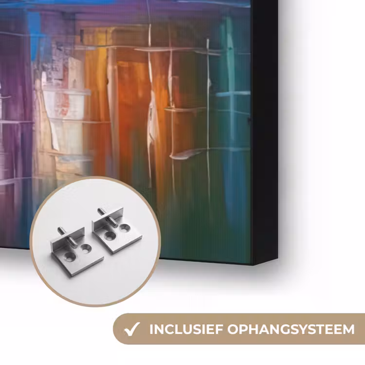 Amsterdam - Olieverf - Gracht - Schilderij - Kunst Textielframe zwart klein -USP_ophangsysteemNL