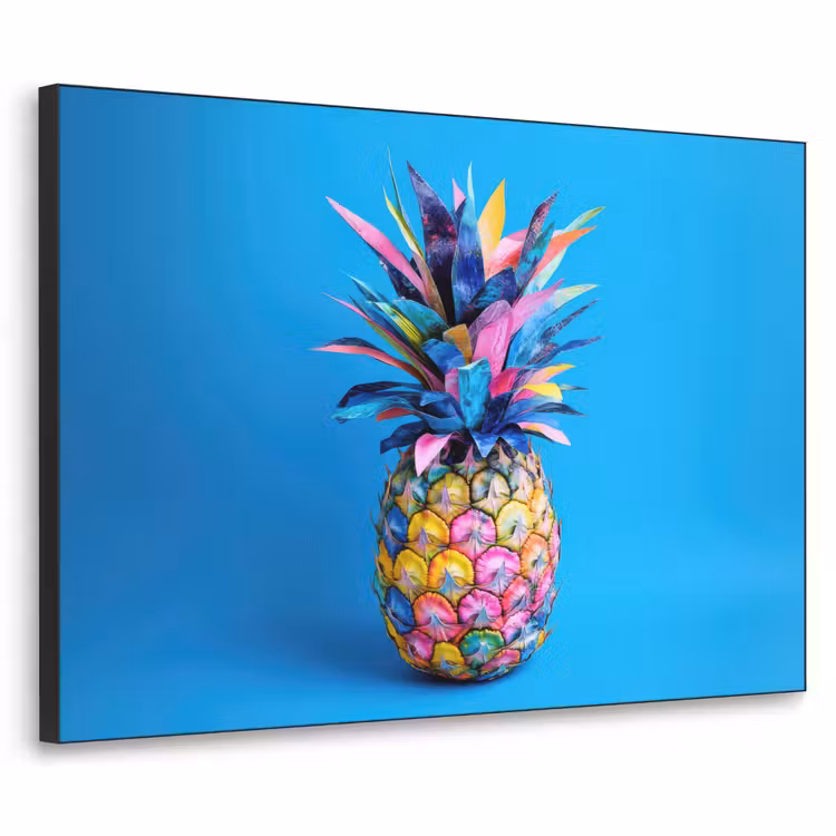 Ananas - Blauw - Tropisch - Vrolijk Textielframe - compleet frame klein -3d