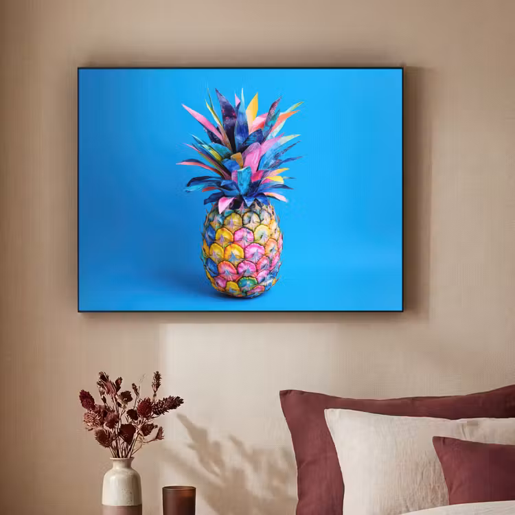 Ananas - Blauw - Tropisch - Vrolijk Textielframe - compleet frame klein -sfeer1