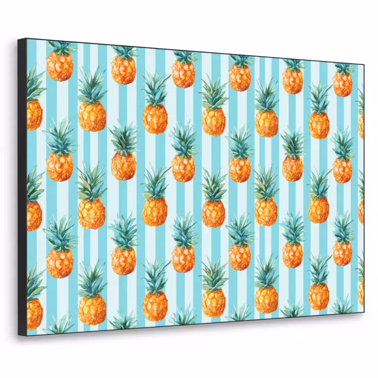 Ananas - Strepen - Groen Textielframe zwart klein 947 -3d