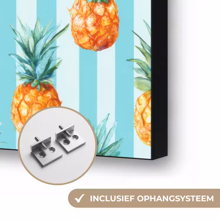 Ananas - Strepen - Groen Textielframe zwart klein 947 -USP_ophangsysteemNL