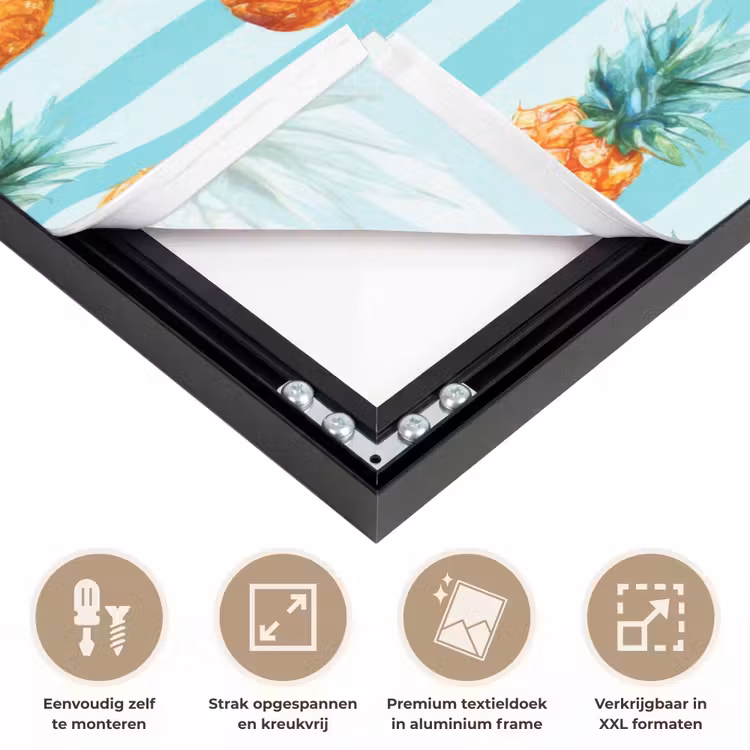 Ananas - Strepen - Groen Textielframe zwart klein 947 -USP_feed_closeupNL