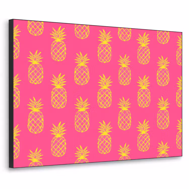Ananas - Trendy - Roze Textielframe zwart klein 947 -3d