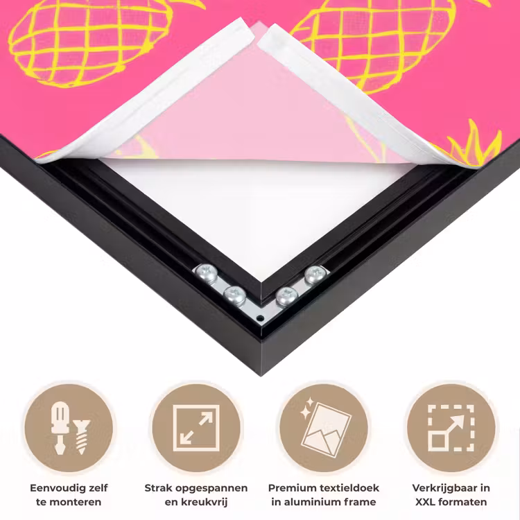 Ananas - Trendy - Roze Textielframe zwart klein 947 -USP_feed_closeupNL