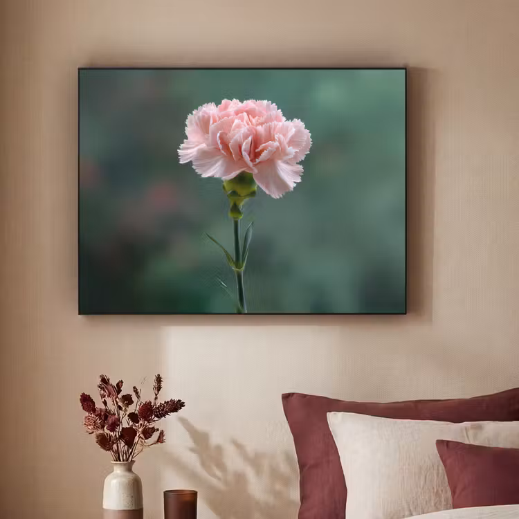 Anjer - Roze - Bloemblaadjes Textielframe zwart klein -sfeer1