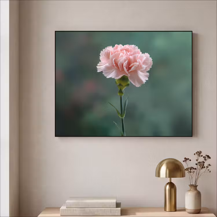 Anjer - Roze - Bloemblaadjes Textielframe zwart klein -sfeer2