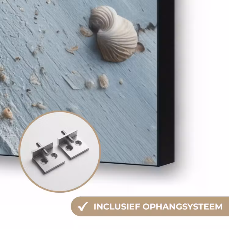Anker - Hout - Schelpen - Zand Textielframe zwart klein -USP_ophangsysteemNL