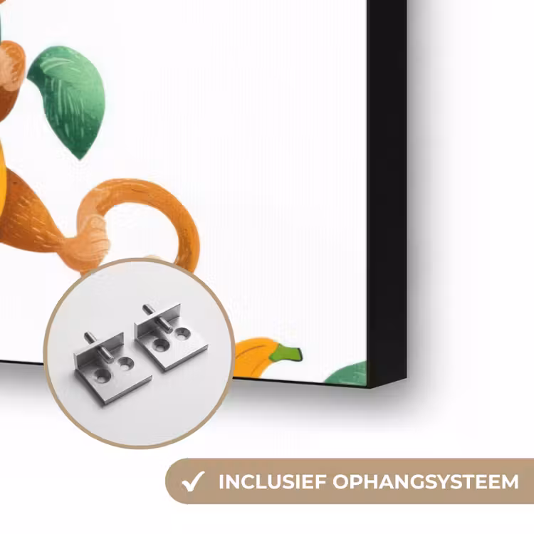 Apen - Lianen - Kleurrijk Textielframe zwart klein 947 -USP_ophangsysteemNL