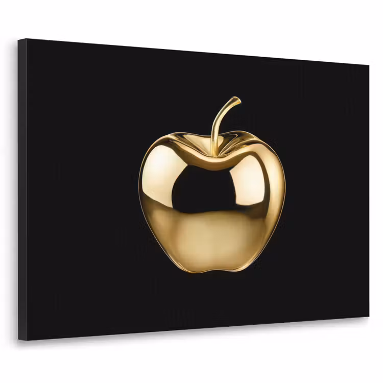 Appel - Goud - Chrome - Zwart Textielframe zwart klein -3d