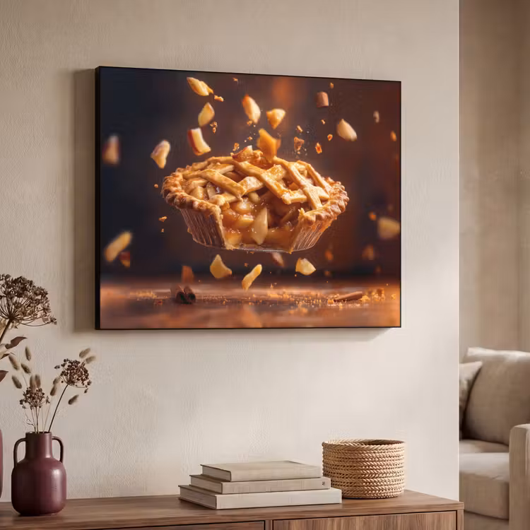 Appel - Taart - Warm - Eten Textielframe zwart klein -sfeer3