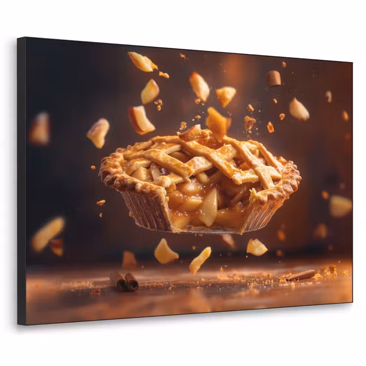 Appel - Taart - Warm - Eten Textielframe zwart klein -3d