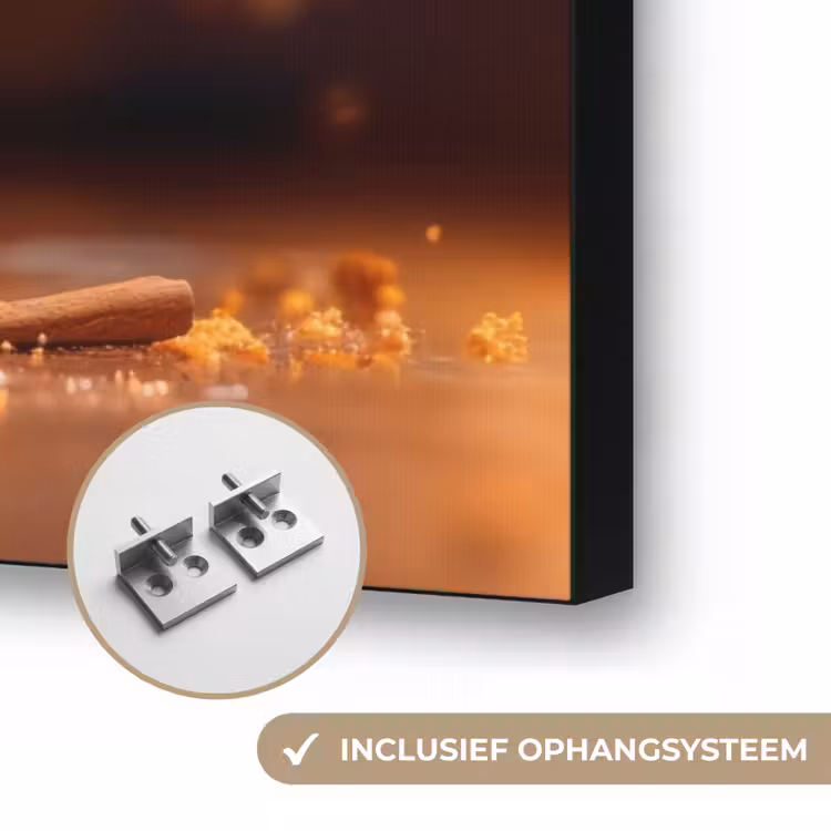 Appel - Taart - Warm - Eten Textielframe zwart klein -USP_ophangsysteemNL