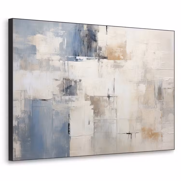 Aquarel - Abstract - Kunst Textielframe zwart klein -3d