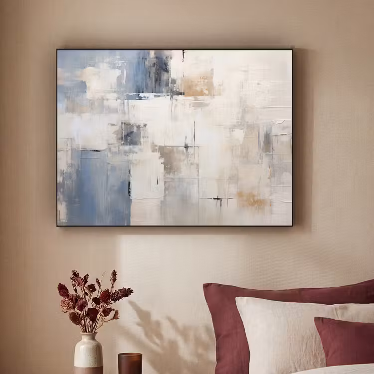 Aquarel - Abstract - Kunst Textielframe zwart klein -sfeer1
