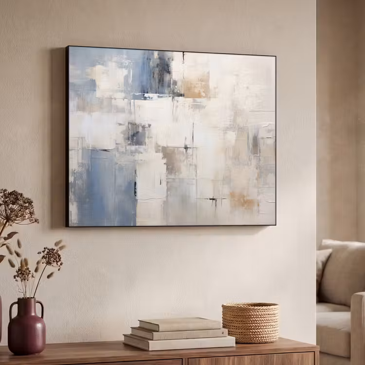 Aquarel - Abstract - Kunst Textielframe zwart klein -sfeer3
