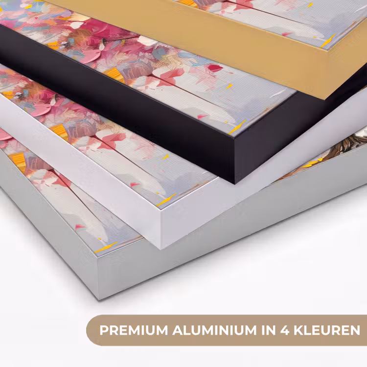 Aquarel - Boom - Kunst - Abstract Textielframe zwart klein -USP_kleurenNL