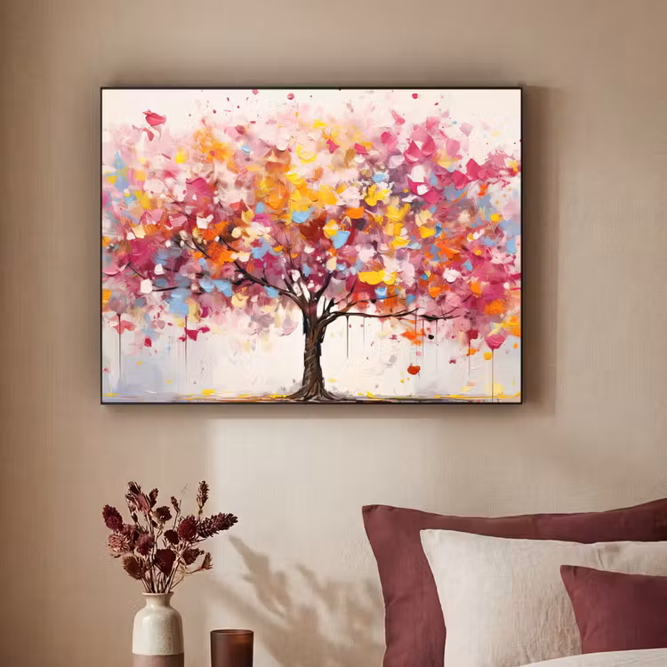 Aquarel - Boom - Kunst - Abstract Textielframe zwart klein -sfeer1
