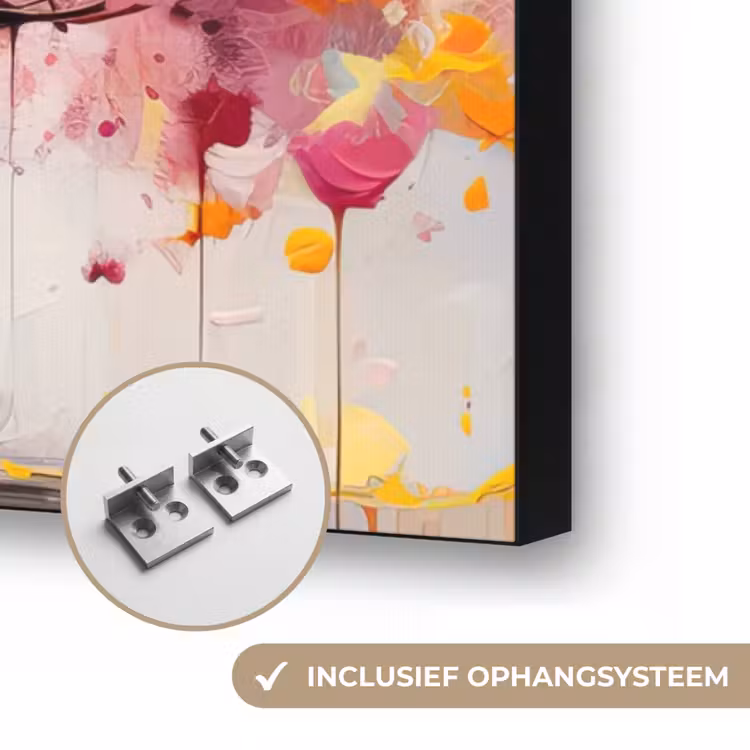 Aquarel - Boom - Kunst - Abstract Textielframe zwart klein -USP_ophangsysteemNL