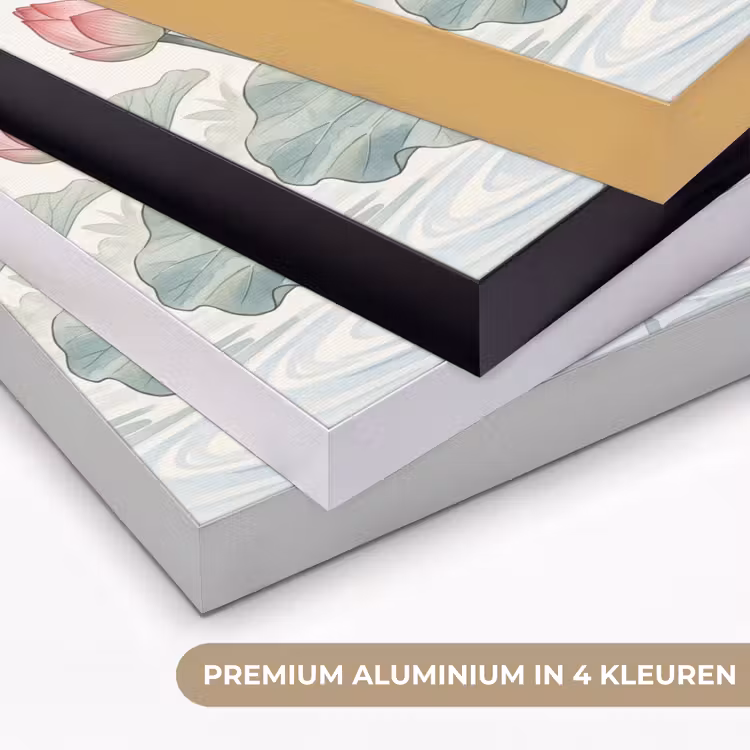 Aquarel - Lotusbloemen - Kleurrijk Textielframe zwart klein -USP_kleurenNL