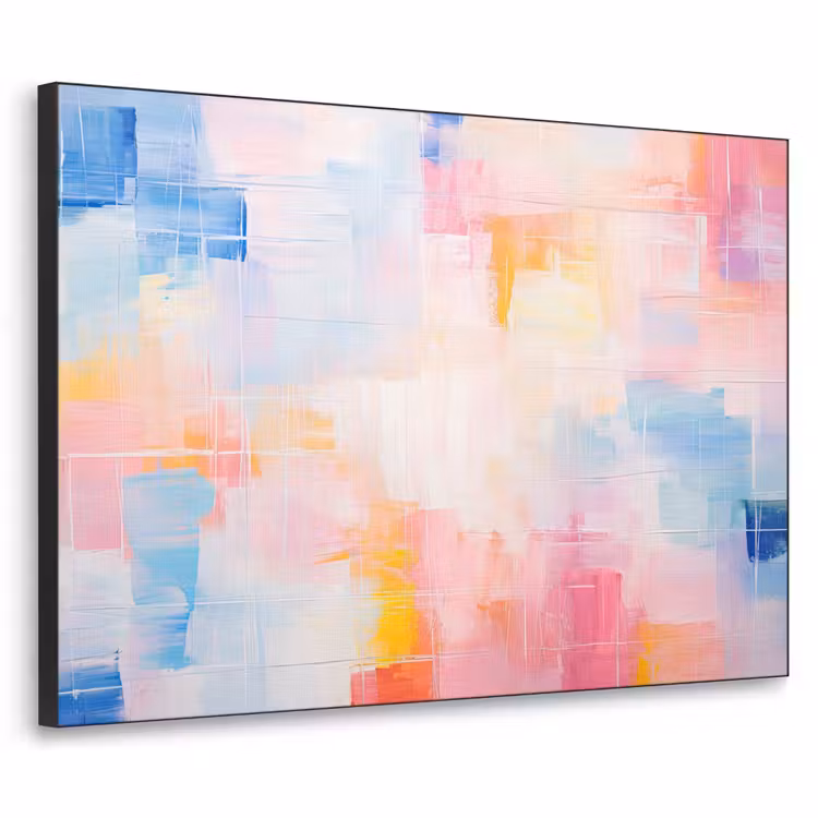 Aquarel - Pastel - Abstract - Kunst Textielframe zwart klein -3d