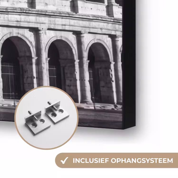 Architectuur - Colosseum - Rome - Historisch - Zwart-wit Textielframe zwart klein -USP_ophangsysteemNL