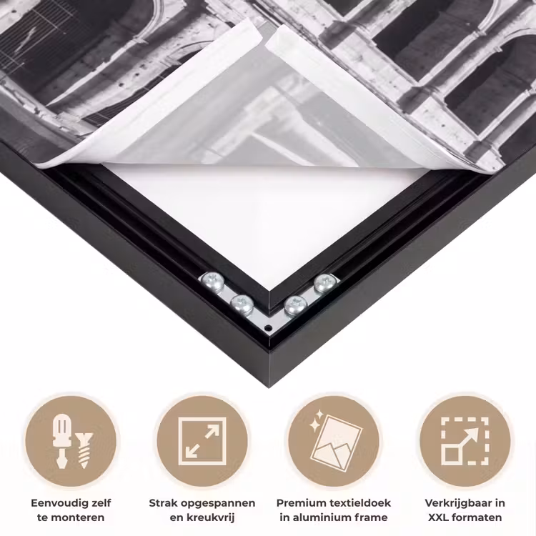 Architectuur - Colosseum - Rome - Historisch - Zwart-wit Textielframe zwart klein -USP_feed_closeupNL