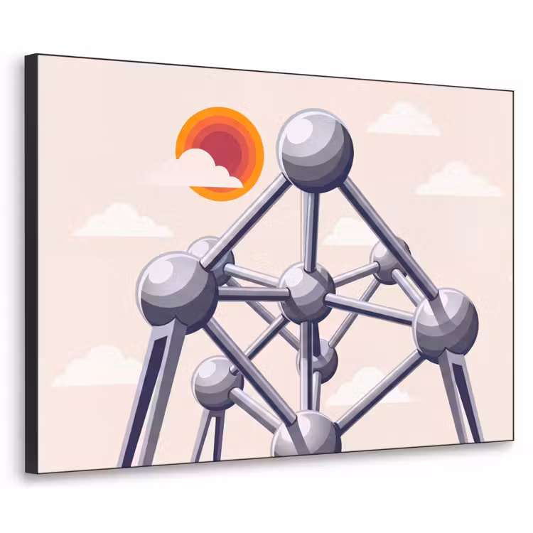 Architectuur - Geometrie - Stad - Modern - Grijs Textielframe zwart klein -3d