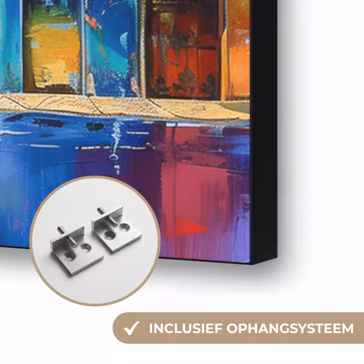 Architectuur - Kleurrijk - Kunst - Modern Textielframe zwart klein -USP_ophangsysteemNL